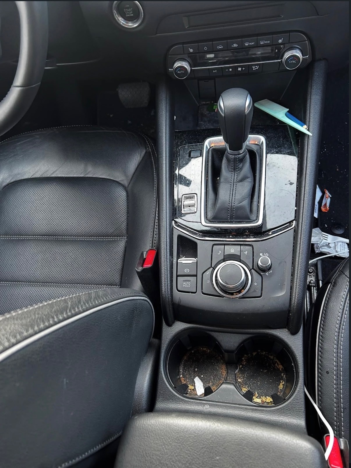 Center console before detailing